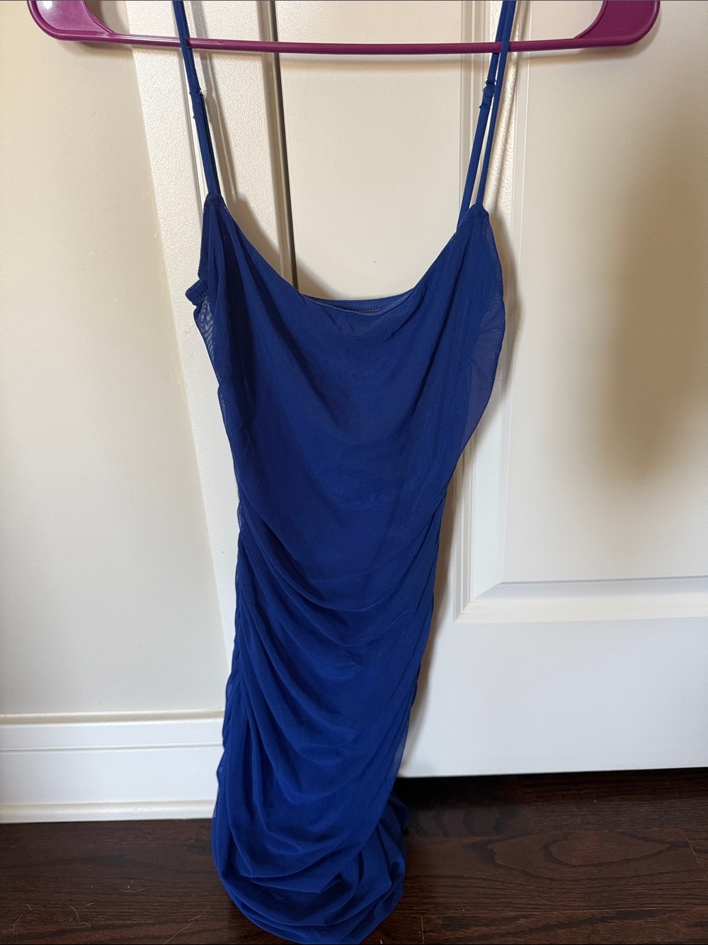Royal Blue Spaghetti Strap Ruched Dress Lucy in the sky